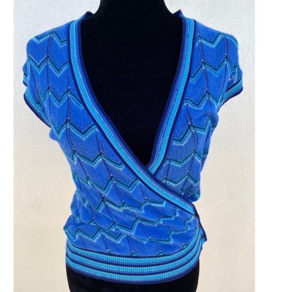 Vintage surplice sleeveless knit top S
